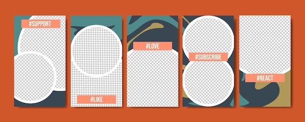 Vector instagram story template in colourful marble background style