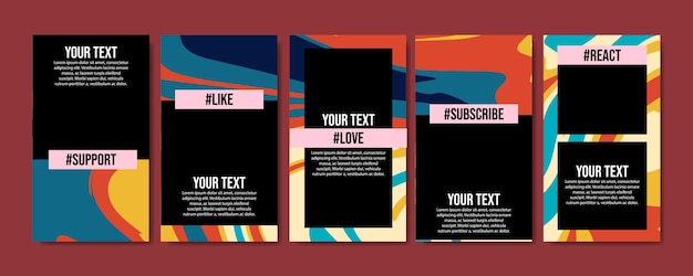 Instagram story template in colourful marble background style