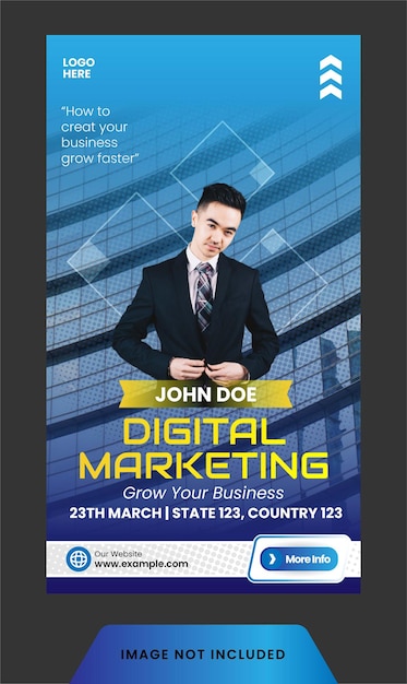 Instagram story Webinar digital marketing template banner or flyer design with blue color