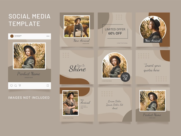 Instagram template fashion social media puzzle feed