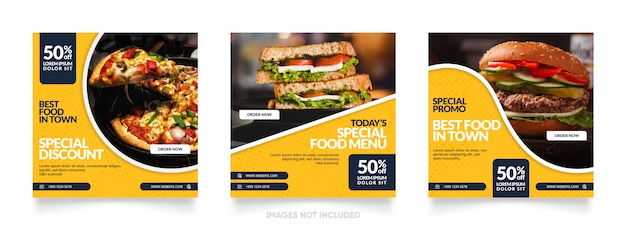 Instagram template for pizza sale banner ad