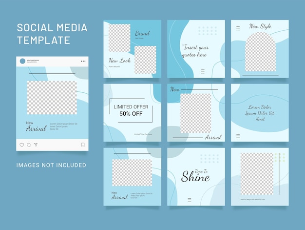 Vector instagram template post social media design fashion bundle