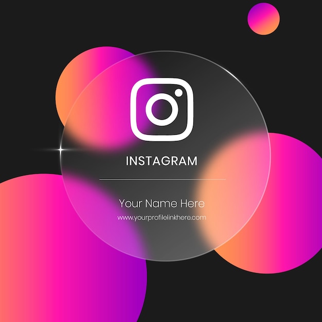 Vector instagram transparent blurred glass card for social media