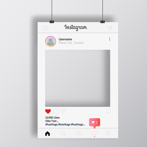 Instagram ベクトル テンプレート。高品質の透過画像。