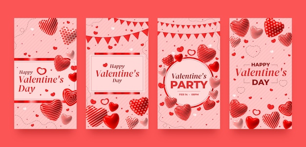 Vector instagram verhalen collectie voor valentijnsdag viering