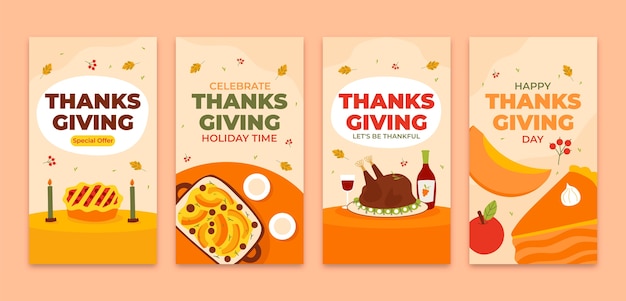 Vector instagram-verhalencollectie voor thanksgiving-viering