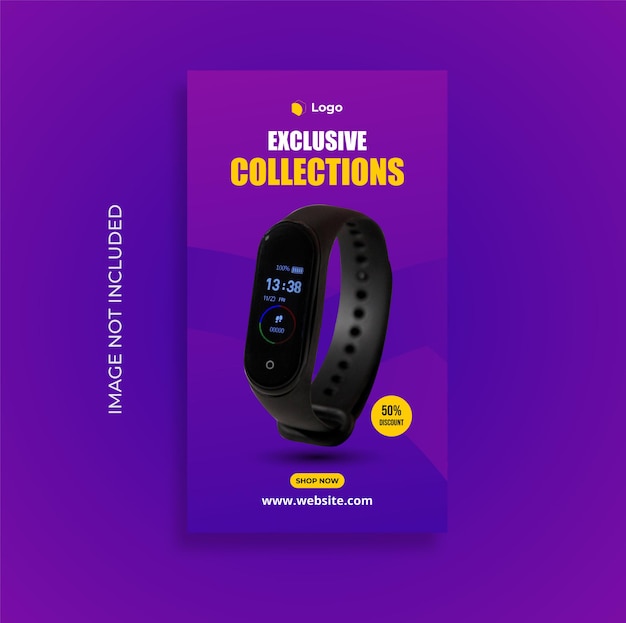 Vector instagram watch product sale story and web banner flyer design template