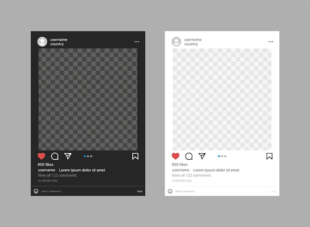 Vettore instagram web mockup social media post frame template icone di notifica e frame di storie