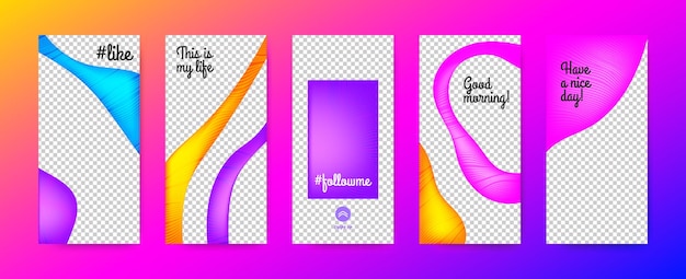 Vector instagtam story design with gradient fluid shapes