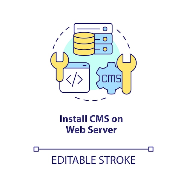 웹 서버 개념 아이콘에 CMS 설치