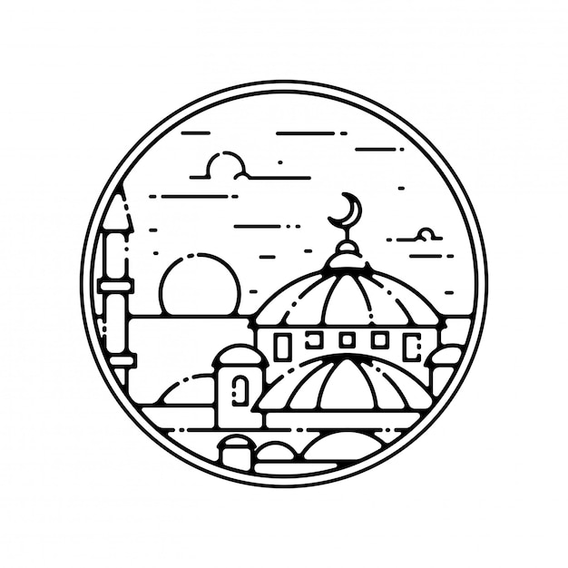 Вектор Мини-дизайн минималистской мечети 