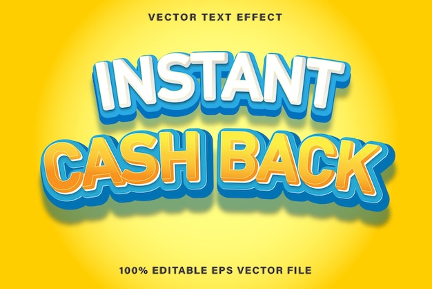 Instant cash back 3d text effect editable text