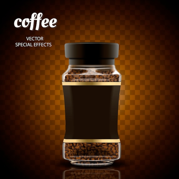 Vector instant coffee jar illustration,  transparent background,  illustration