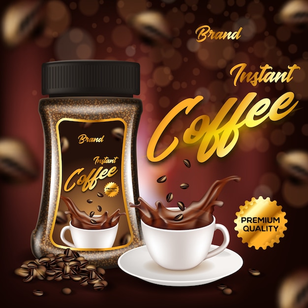 Vector instant coffee premium quality advertising banner