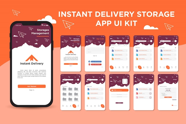 Instant delivery storage management app ui kit-sjabloon