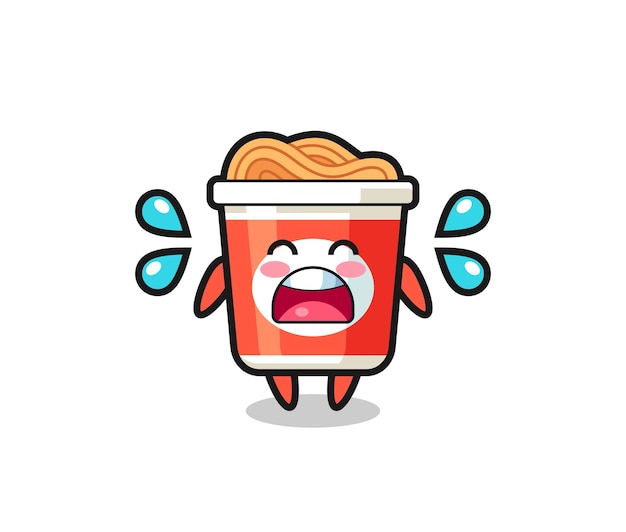 Instant noodle cartoon illustration with crying gesture , cute style design for t shirt, sticker, logo element