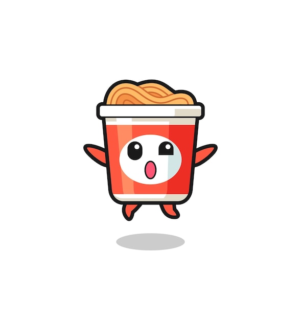 Instant noodle character is jumping gesture