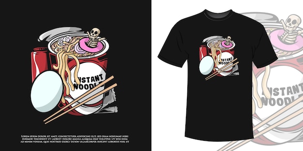 Instant noodle and skull illustration