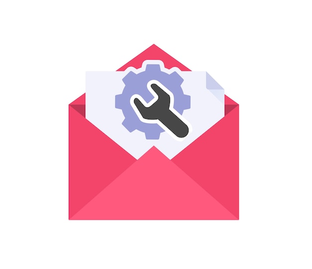 Instellingen config setup e-mailpictogram of configuratie onderhoudsfix referenties symbool in envelop