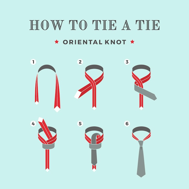 Instructies voor het strikken van een stropdas van de acht stappen Oosterse knoop