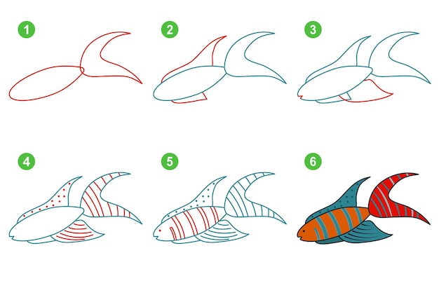Instructions for drawing macropodus Step by step