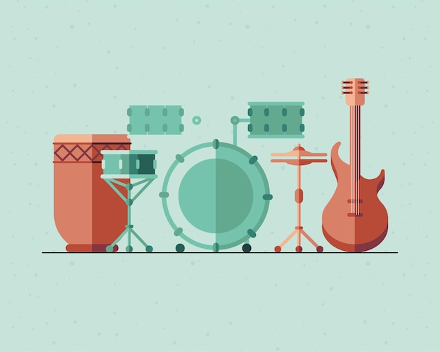 Vector instruments icon bundle design, music sound melody and song theme  illustration