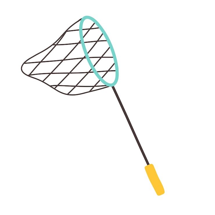 Vector insulated net for butterflies and fish vector illustration flat style net for fishing