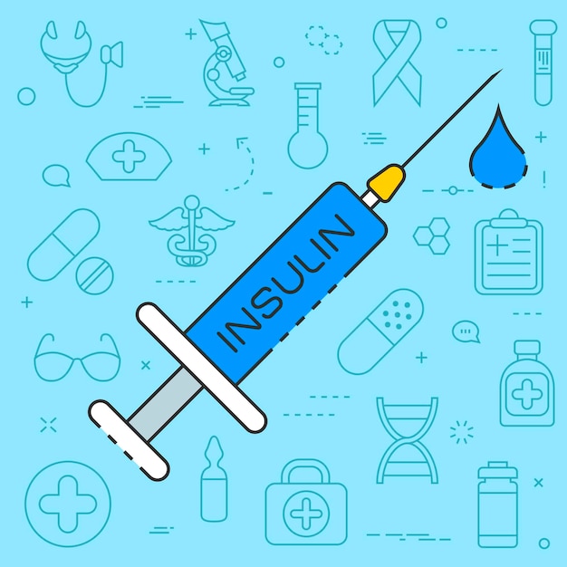 Insulin line concept. Vector illustration. Element template for design.