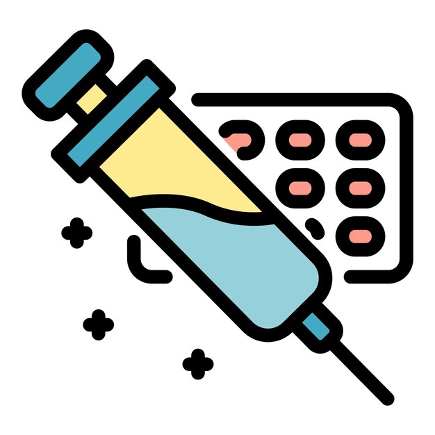 벡터 인린 주사기 아이콘 그라운드 인린주사기 터 아이콘 색상 평평한 고립