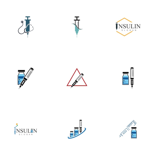 Insuline injectie pictogram illustratie eenvoudig element vector logo ontwerpsjabloon