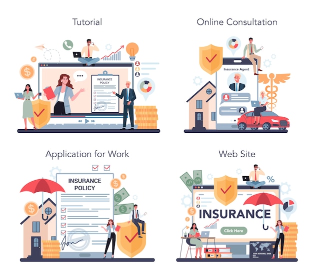 保険代理店のオンラインサービスまたはプラットフォームセット