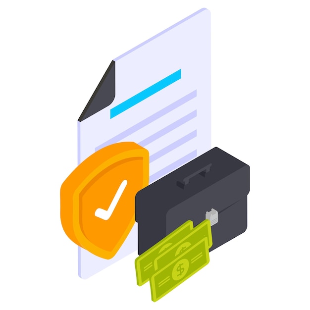 Insurance Claim isometric Concept Underwriting and investing Vector Icon Design Financial loss