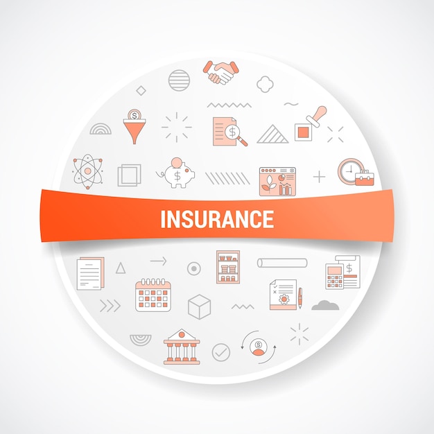 Vector insurance concept with icon concept with round or circle shape for badge