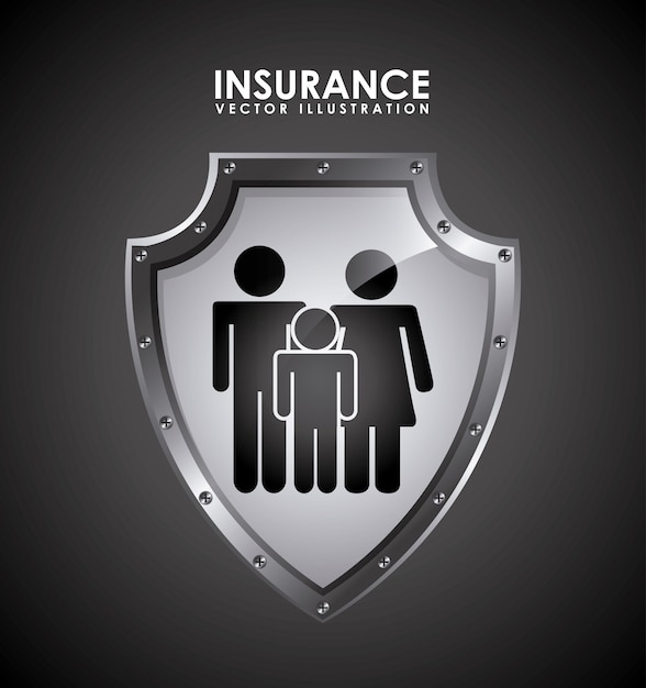 黒背景ベクトル図上の保険のデザイン