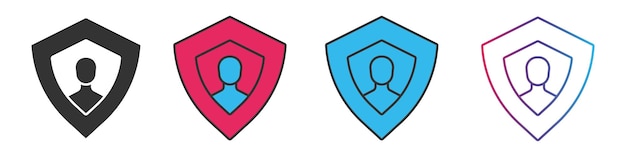 Набор иконок различных стилей страхования контур и заполненный векторный знак