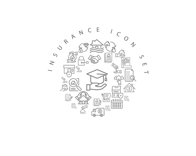 Дизайн набора иконок страхования