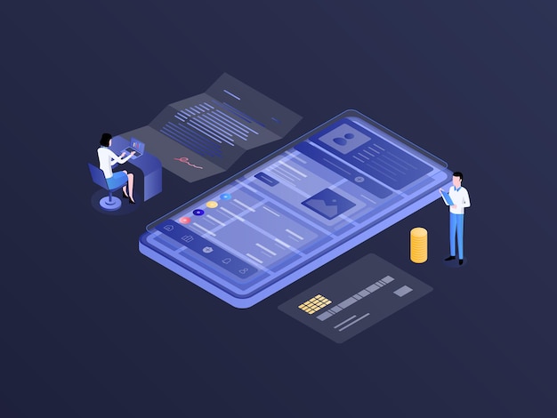 Insurance Isometric Dark Gradient Illustration Suitable for Mobile App Website Banner Diagrams Infographics and Other Graphic Assets