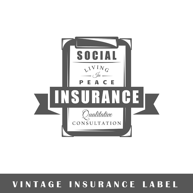 Insurance label isolated on white background