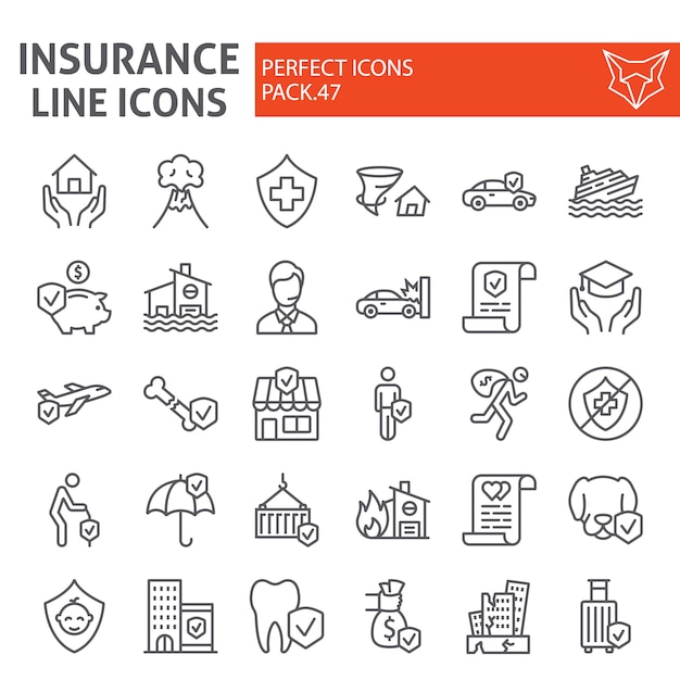 Insurance line icon set