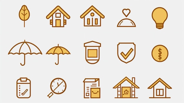 Insurance outline icon set