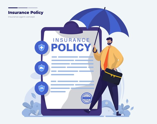 Vector insurance policy document illustration