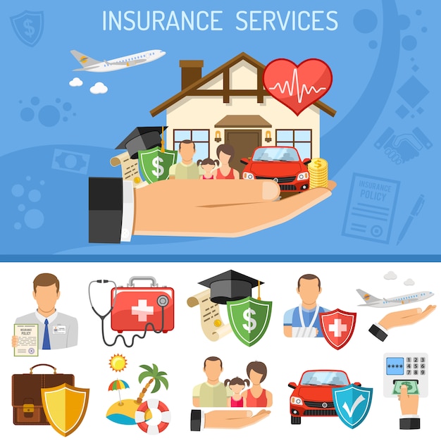 Vector insurance services concept