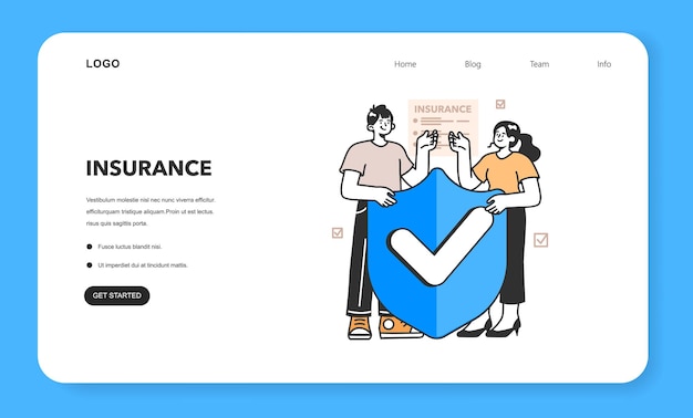 ベクトル 保険の web バナーまたはランディング ページ セキュリティと保護