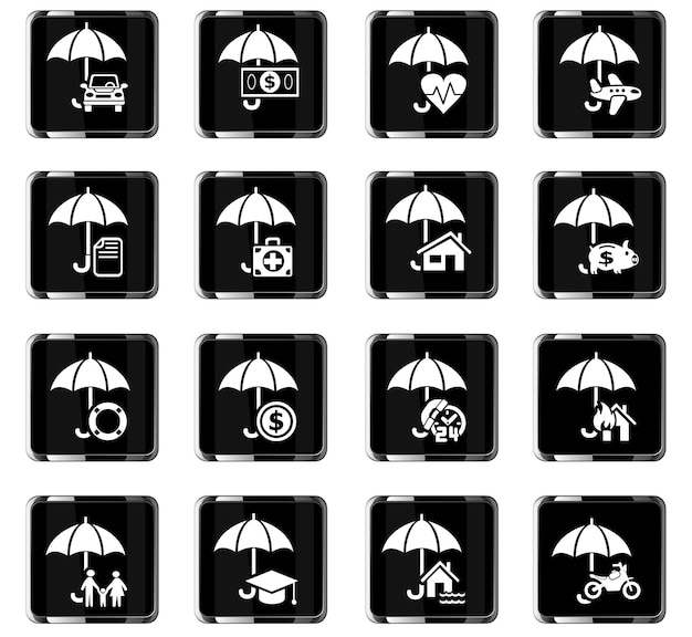 Insurance web icons for user interface design