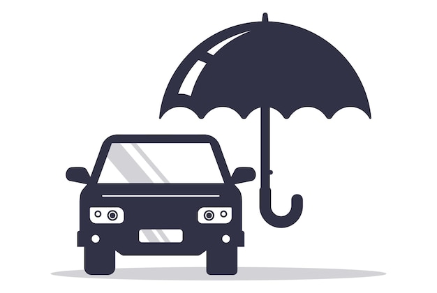 Insured car icon car and umbrella flat vector illustration