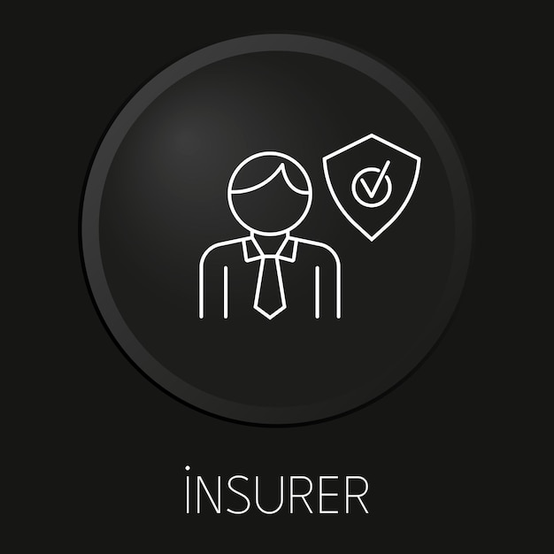 Insurer minimal vector line icon on 3D button isolated on black background Premium VectorxA