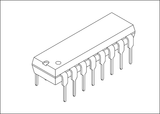 Integrated technical drawing. Electronic circuit element component. Vector illustration isolated on