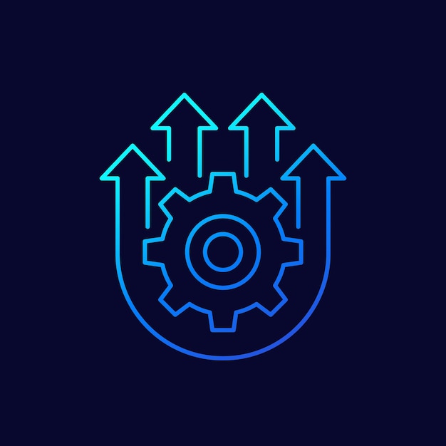 Integration optimization line icon with gear and arrows vector