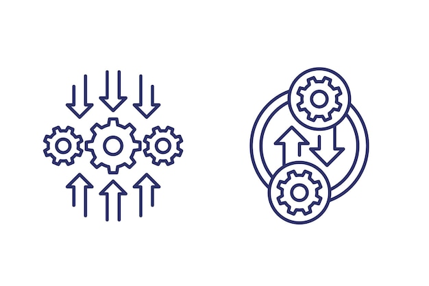 Integration or optimization software line icons