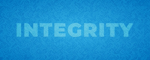 Integrity text on blue background concept